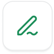 Icon of a pen signing